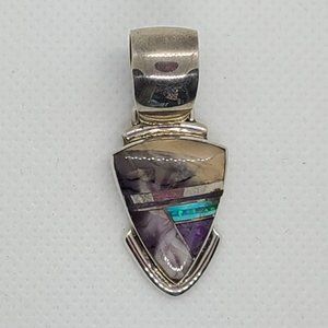 Charoite, Sugilite and Opal Pendant Set In Sterling Silver